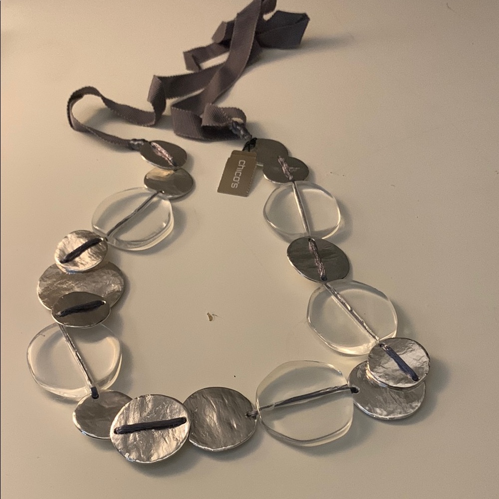 Silver and Gray Minimalist Disc Necklace